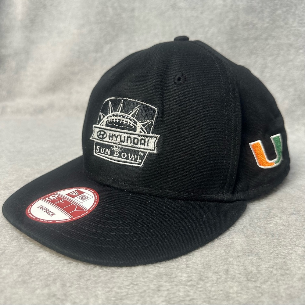 University Of Miami Sun Bowl Hat Adult OSFA Black SnapBack New Era 9 Fifty